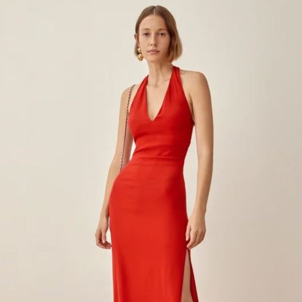 Reformation Ennis Dress in Cherry
